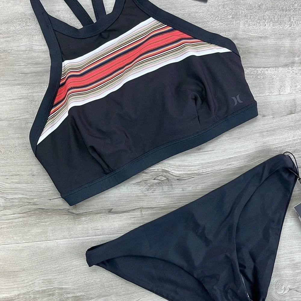 ☀️HURLEY☀️HIGH NECK PEND ACAD Q/D SURF BIKINI SET